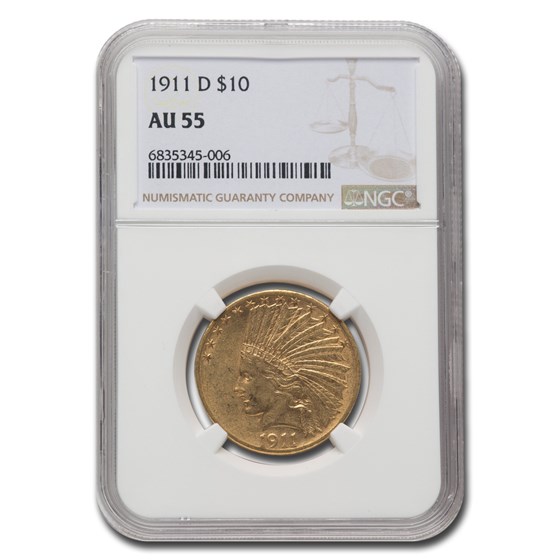 1911-D $10 Indian Gold Eagle AU-55 NGC 1911-D $10 Indian Gold Eagle AU-55 NGC